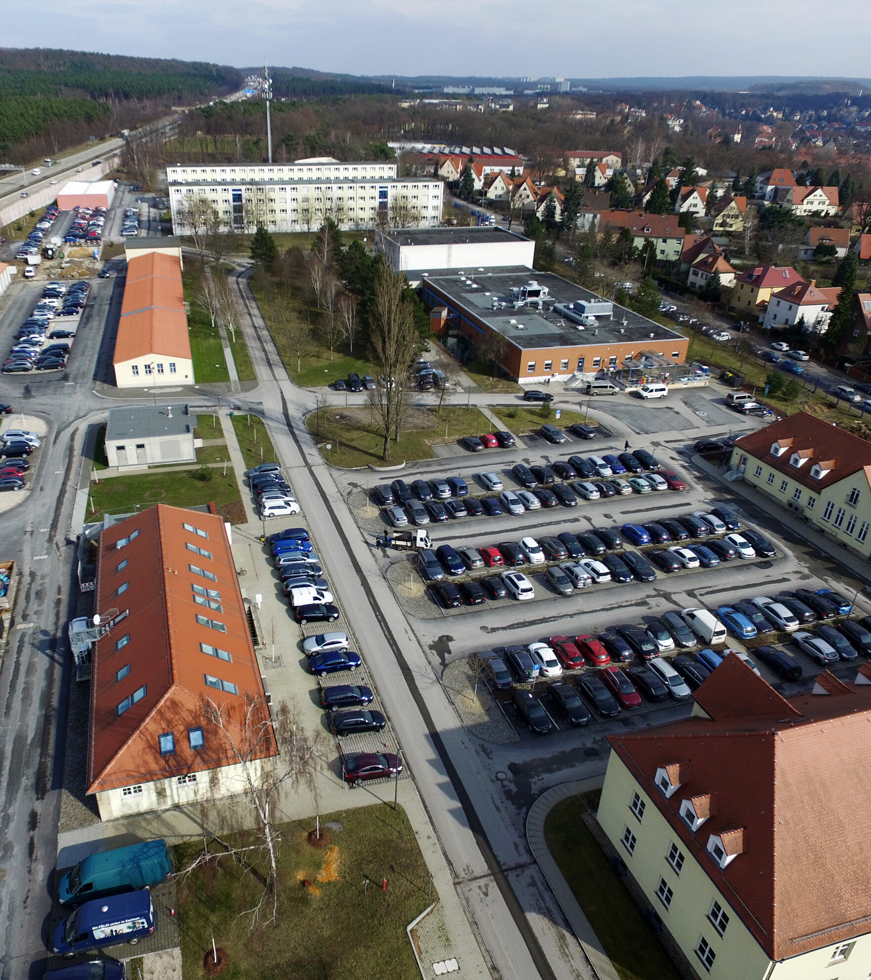 Luftbildaufnahme vom Landeskriminalamt Sachsen